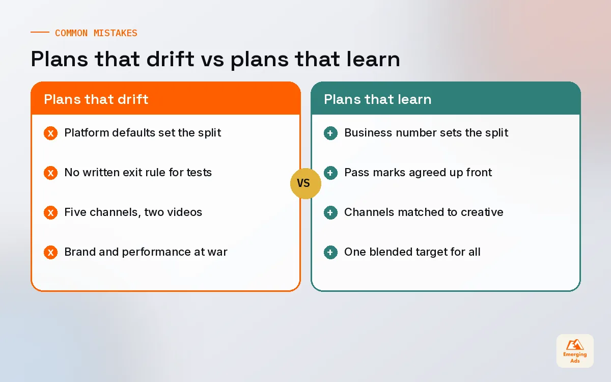 Comparison of habits in weak media plans versus strong media plans